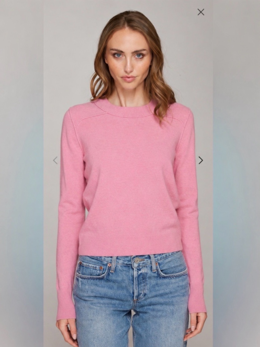 Autumn Cashmere Cropped Crew W/ Reversed Seams in Pink Size S
